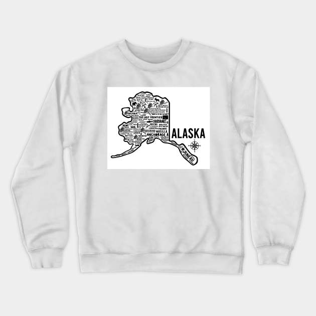 Alaska Map Crewneck Sweatshirt by Whereabouts Shop